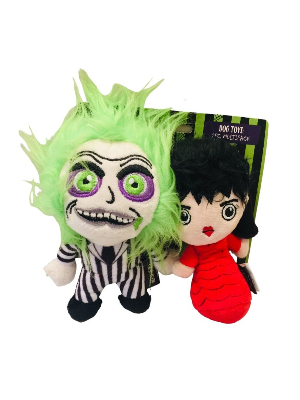 BEETLEJUICE & LYDIA 6" Plush Squeaker Dog Toys Set of 2